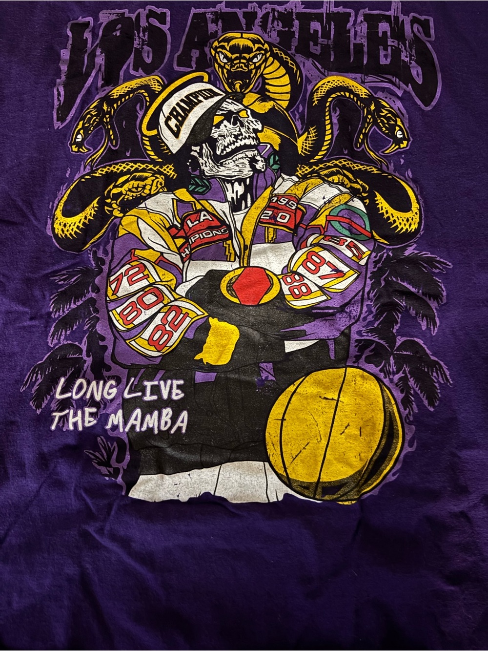 Abrand Purple 'Long Live The Mamba' Graphic Tee with Yellow Accents